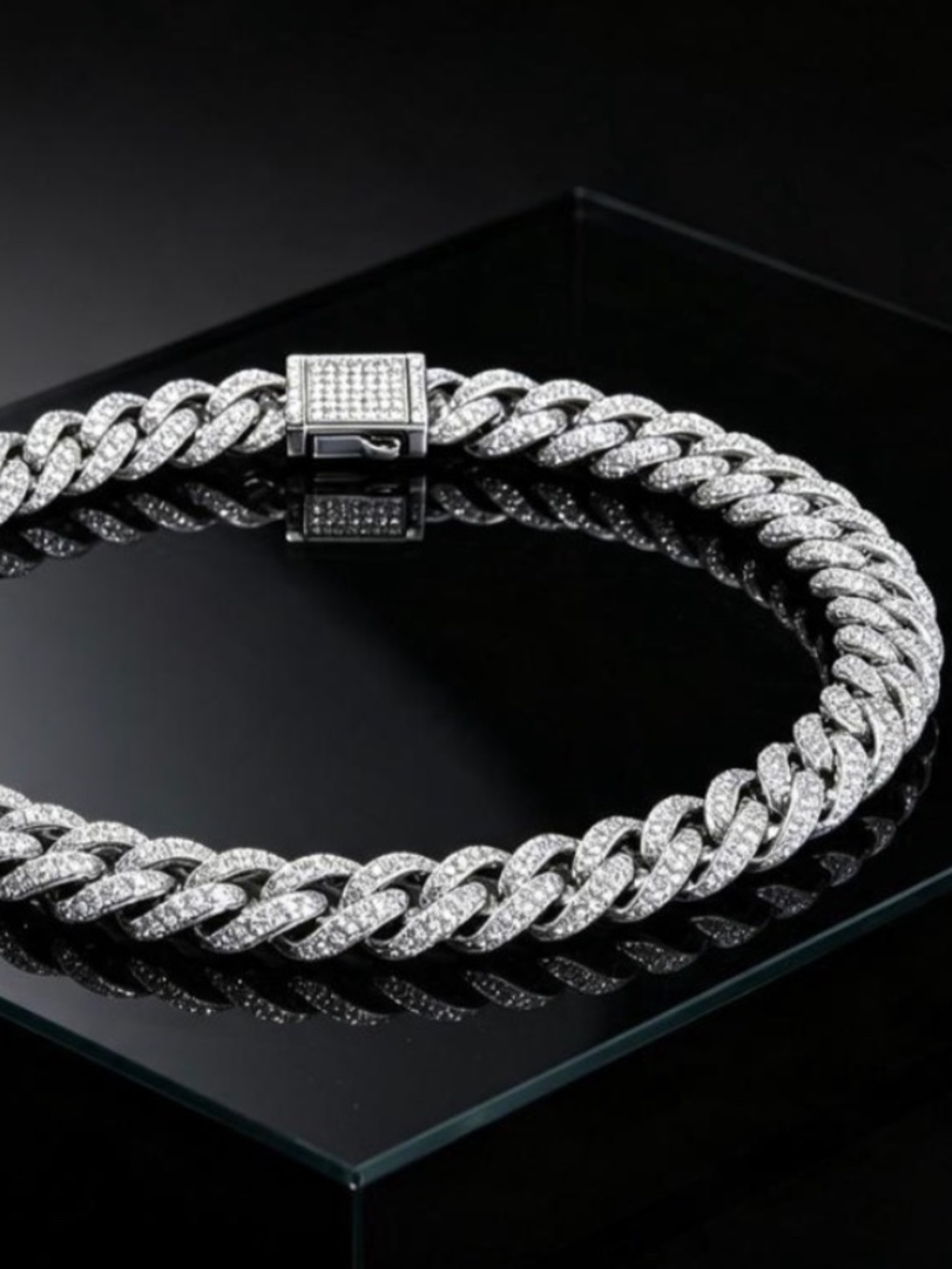 💎 Moissanite Cuban Link Bracelet – Sterling Silver